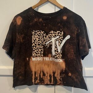 MTV Cropped Bleach Dye T-Shirt